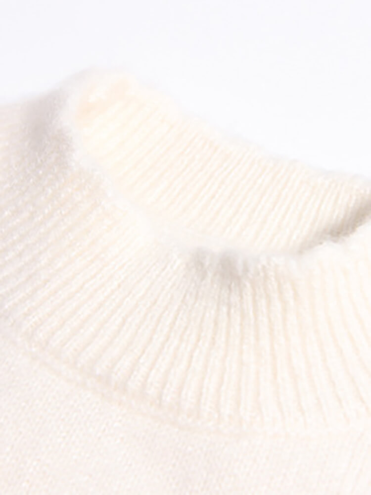 Girls Floral Heart Embroidered Ivory Cashmere Sweater